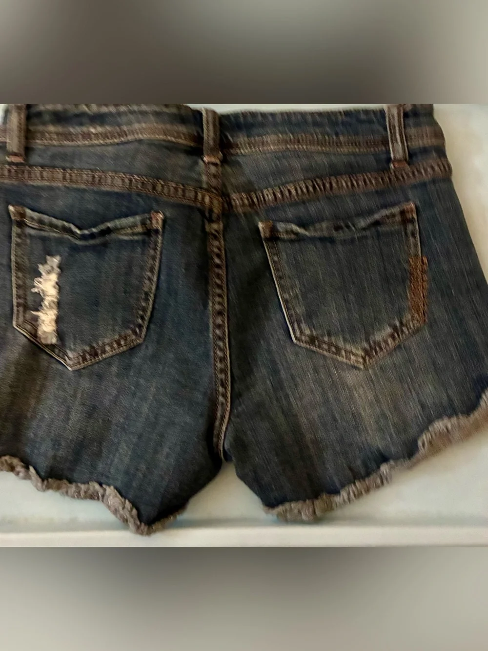 Women’s Distressed Denim Shorts - Dark Blue🌸
